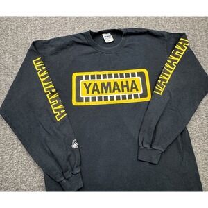 Yamaha Long Sleeve T-Shirt Sz L *Fits M*Black Spell Out Logo Motorsports Metro
